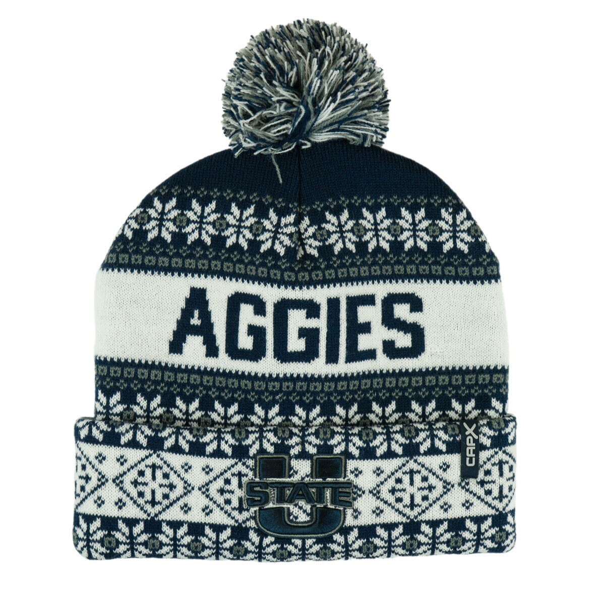U-State Aggies Fair Isle Pom Pom Beanie